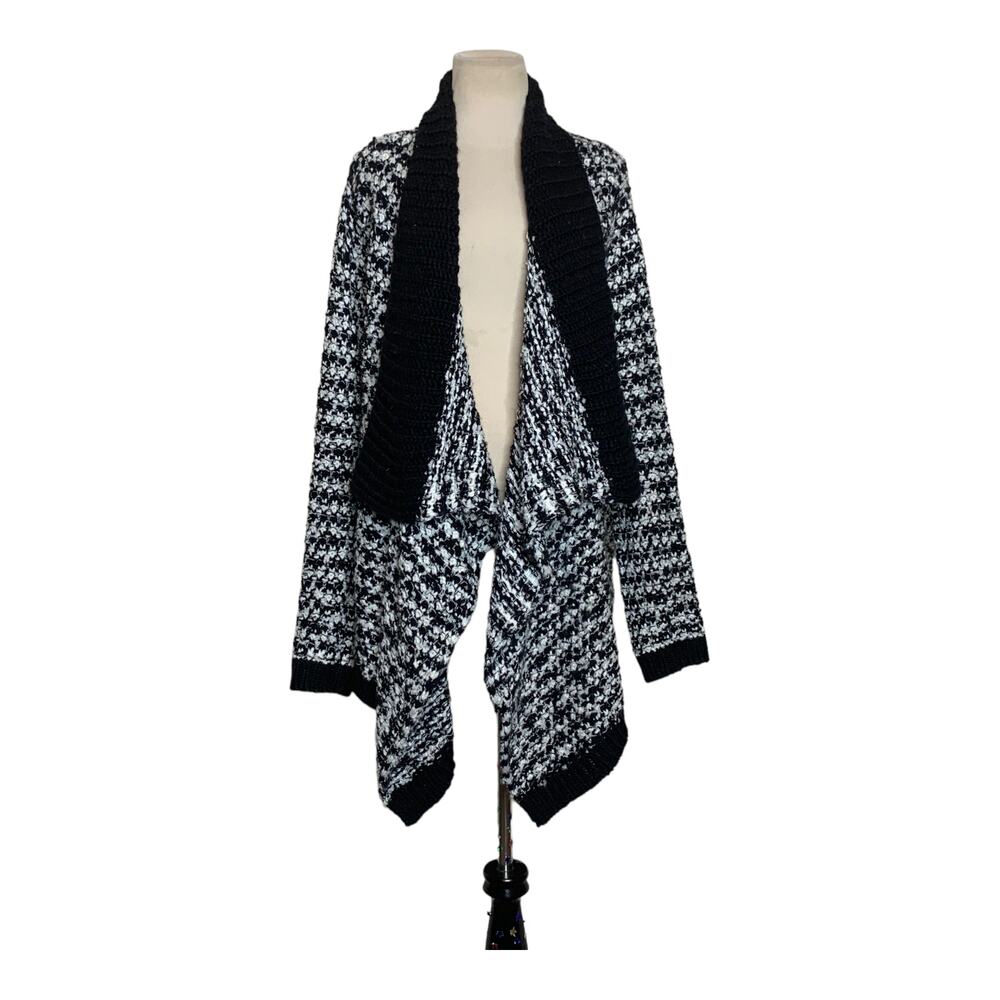 LOFT Black & White Wool Blend Front Cardigan Sweater size Large